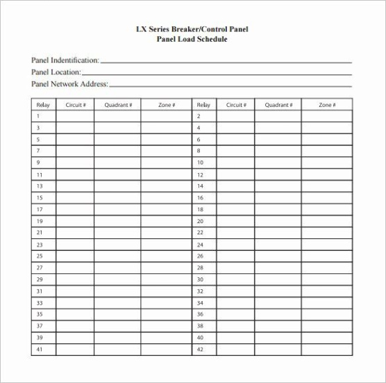 Sample 3 Phase Electrical Panel Schedule Template Doc