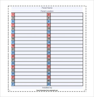 Sample Residential Electrical Panel Schedule Template Excel Sample