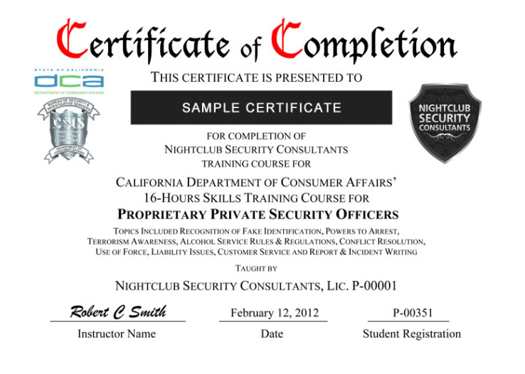 Security Training Certificate Template Doc