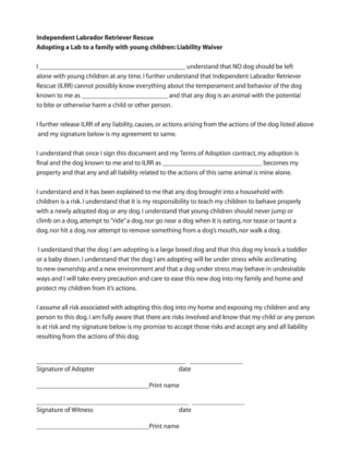 Simple Pet Adoption Contract Template