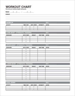 Blank 5 Day Workout Schedule Template Word Example