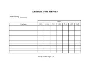 Blank Employee Daily Work Schedule Template