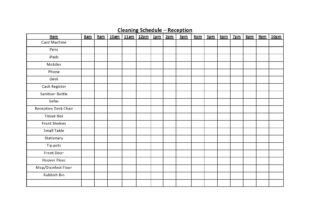 Blank Office Refrigerator Cleaning Schedule Template Word