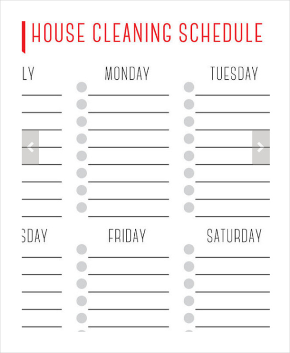 Blank Weekly Home Cleaning Schedule Template Word Sample