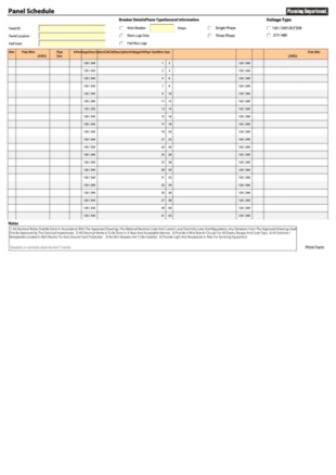 Editable Residential Electrical Panel Schedule Template Excel Example