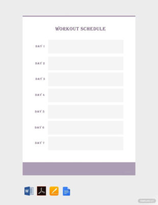 Editable Weekly Workout Schedule Template  Sample