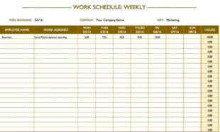 Free Blank Employee Weekly Work Schedule Template Doc Sample