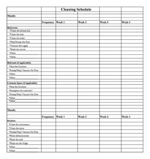 Free Blank Office Kitchen Cleaning Schedule Template Pdf Example