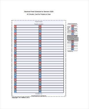 Free Editable Electrical Load Schedule Template  Example