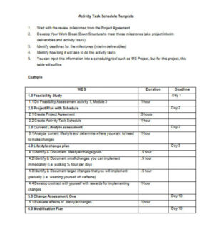 Free Editable Guideline Program Work Activity Schedule Template  Sample