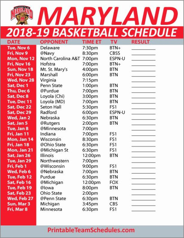 Free Editable High School Basketball Schedule Template Pdf Example