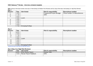 Free Editable Job Interview Schedule Template Word Example