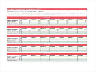 Free Editable Master Production Schedule Template Word Example