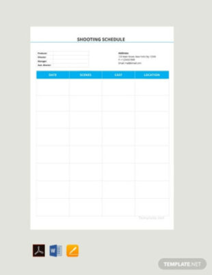 Free Editable Music Video Shooting Schedule Template Word Example