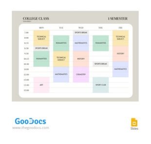 Free Editable University Class Schedule Template Excel