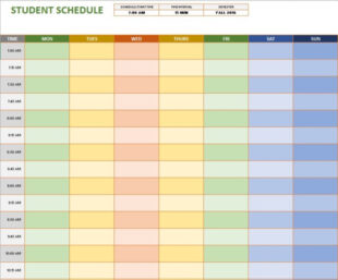 Free Editable University Class Schedule Template Pdf Example