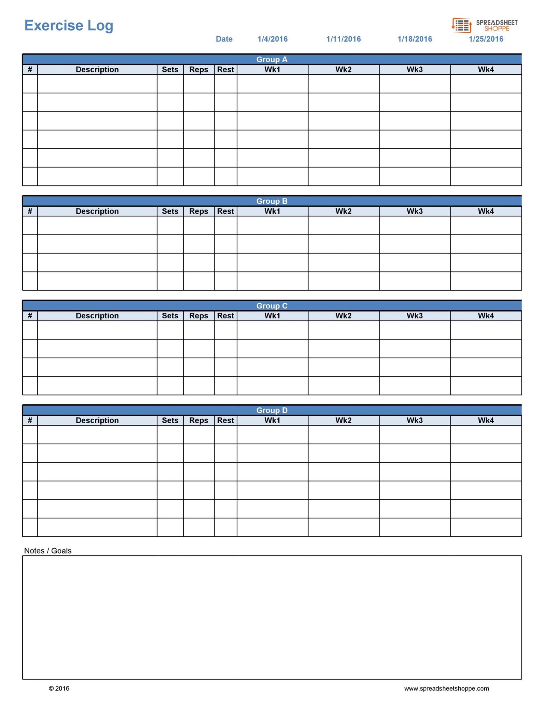 Free Printable 5 Day Workout Schedule Template