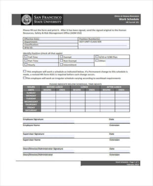 Free Printable Compressed Work Week Schedule Template Doc