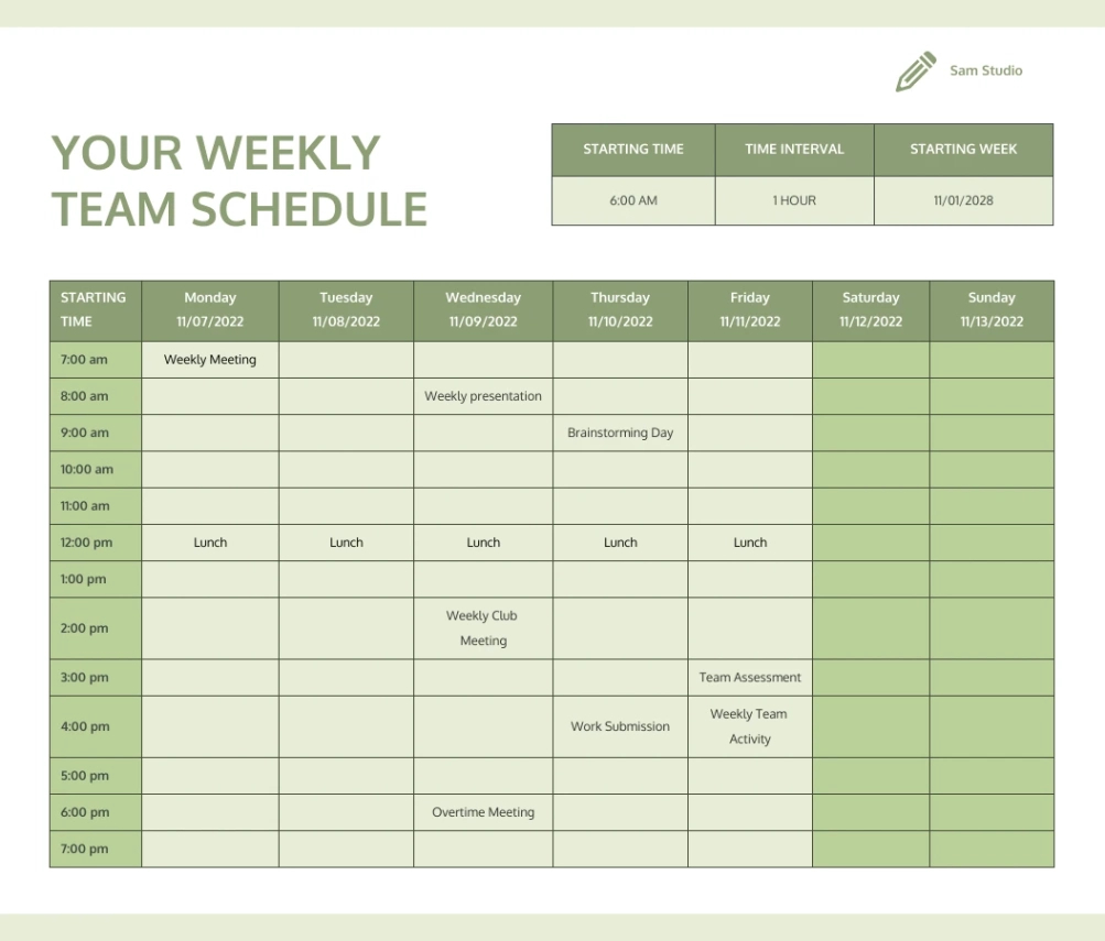 Free Printable Employee Daily Work Schedule Template Pdf