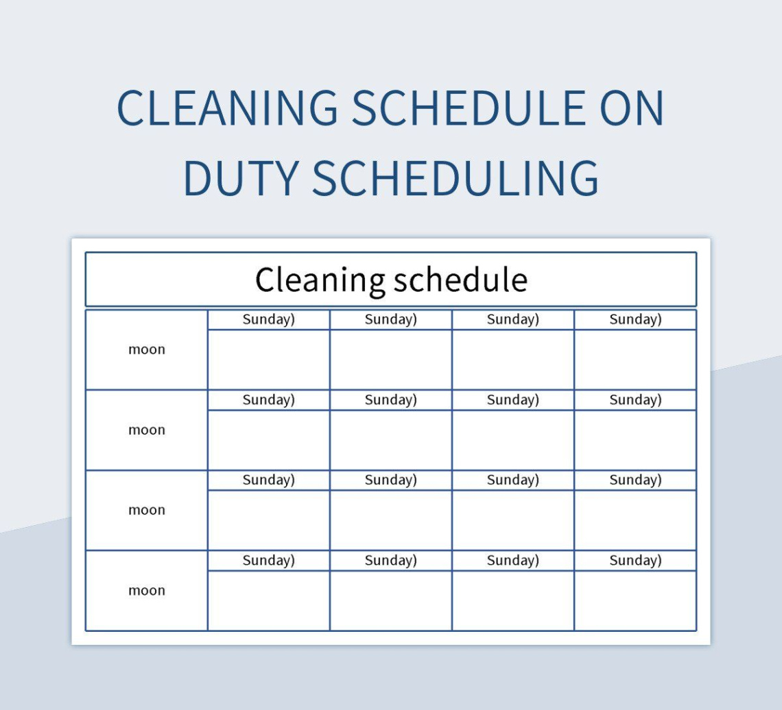 Free Printable Hotel Deep Cleaning Schedule Template Excel Example