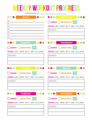 Free Printable Weekly Workout Schedule Template Doc Example