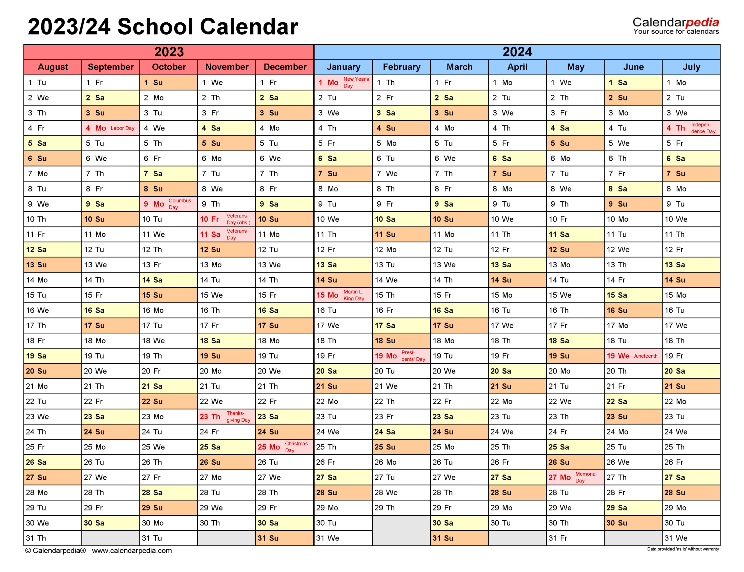 Free Printable Year Round School Schedule Template Excel Sample