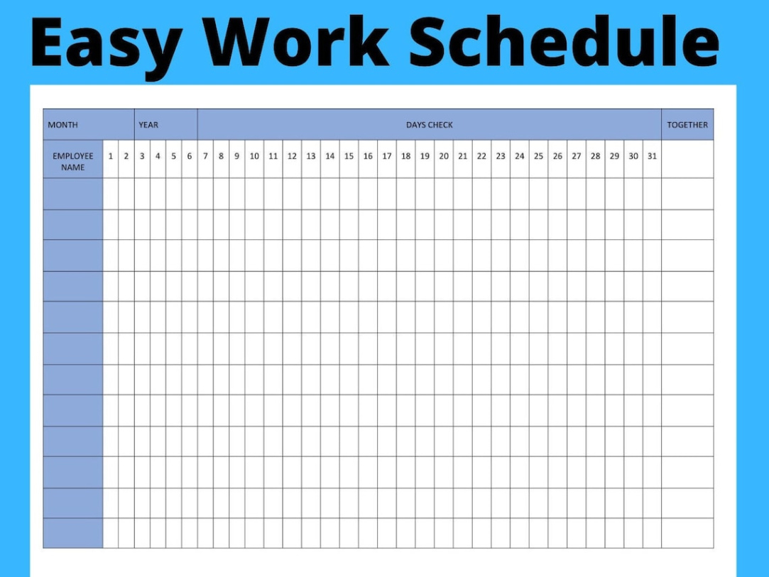 Free Sample Employee Monthly Work Schedule Template Word Example