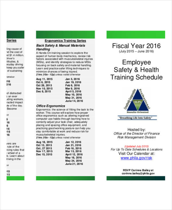 Free Sample Monthly Safety Training Schedule Template Pdf Sample