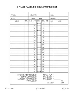 Free Sample Residential Electrical Panel Schedule Template Pdf