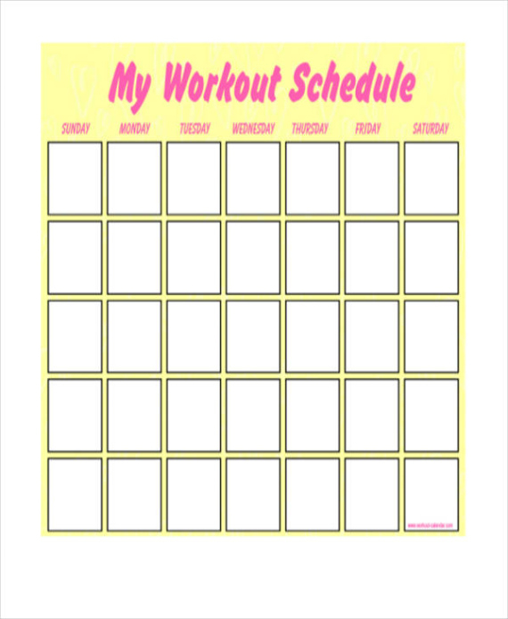 Free Sample Weekly Workout Schedule Template Doc Sample