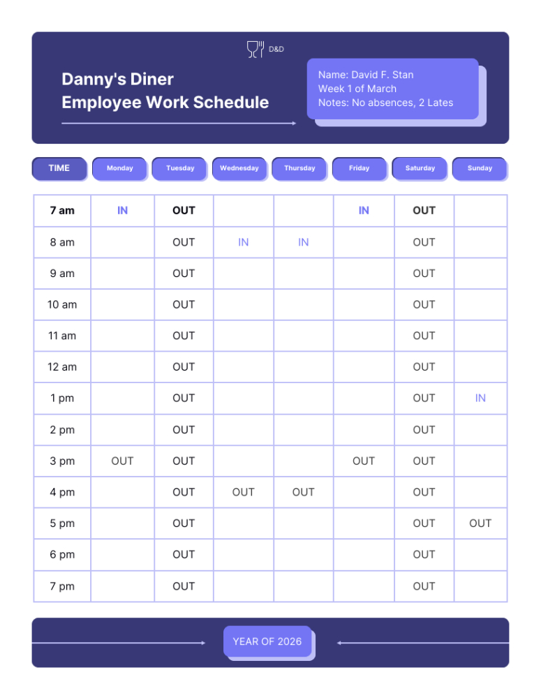 Printable Guideline Program Work Activity Schedule Template Doc Sample