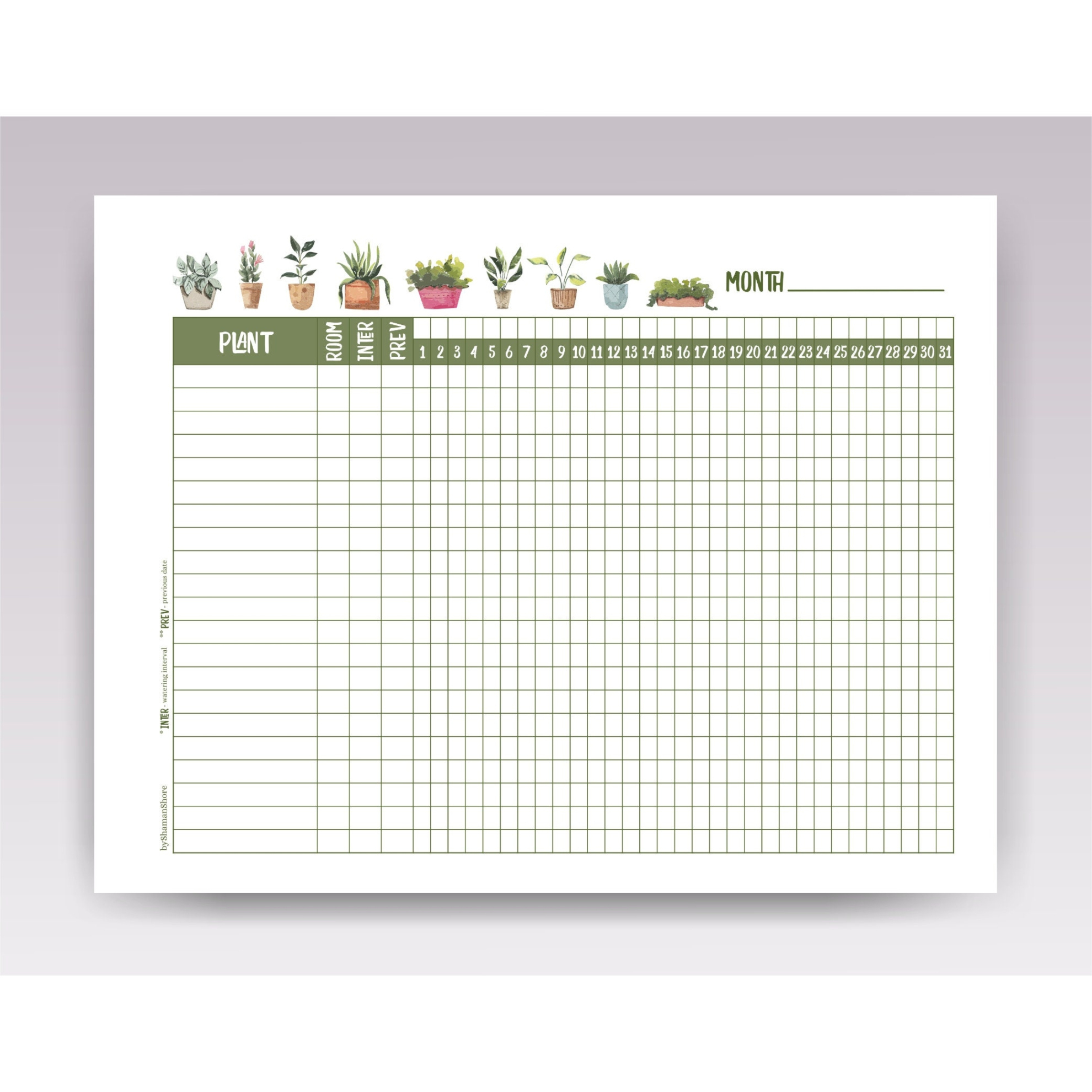 Printable Irrigation Watering Schedule Template Doc