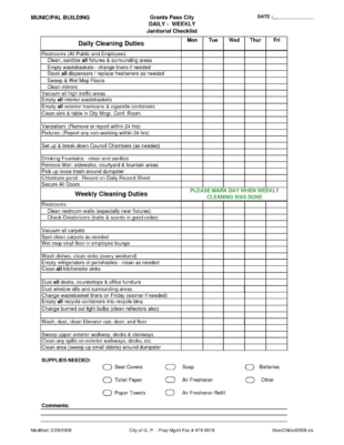 Printable Medical Office Cleaning Schedule Template Doc Example