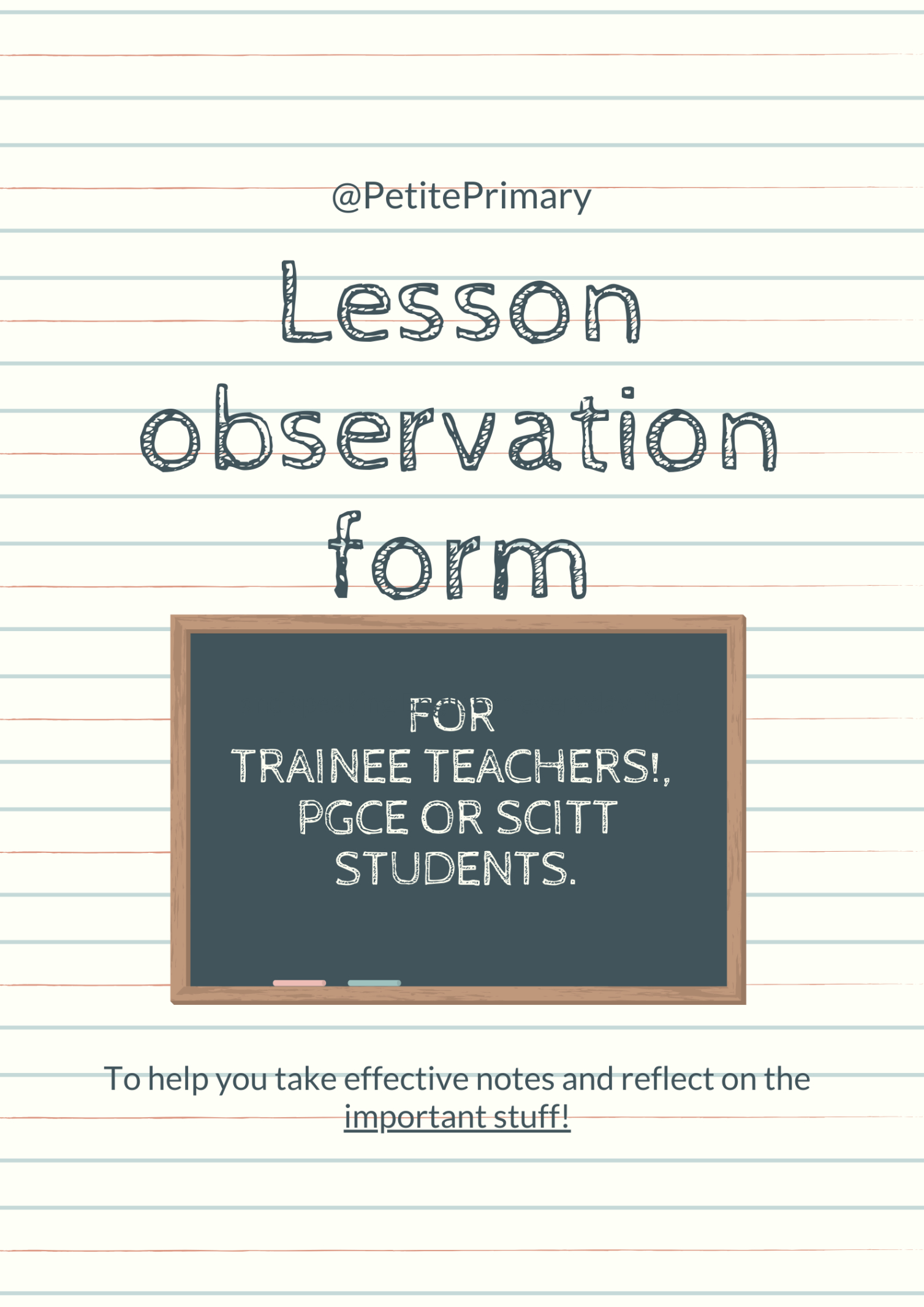 Printable Primary School Lesson Observation Template Word Sample