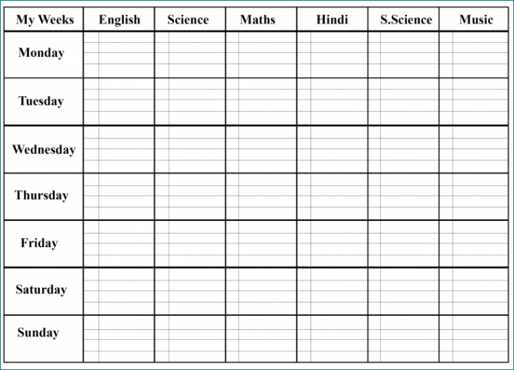 Printable University Class Schedule Template Pdf Example