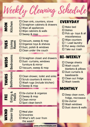 Printable Weekly House Cleaning Schedule Template Word