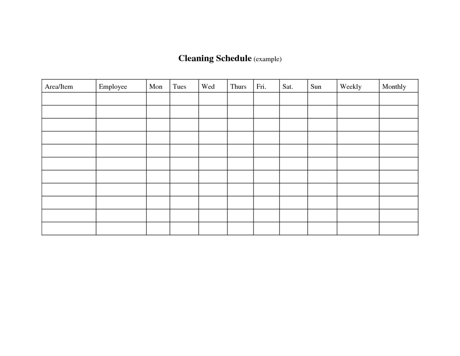 Sample Medical Office Cleaning Schedule Template Doc