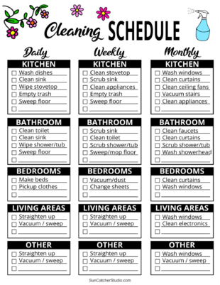 Sample Nursing Home Cleaning Schedule Template