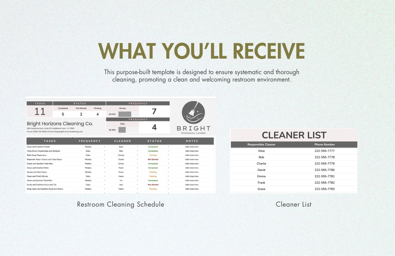 Sample Restroom Cleaning Schedule Template  Sample