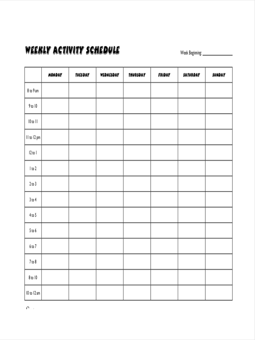 Sample Roadmap Program Work Activity Schedule Template Excel